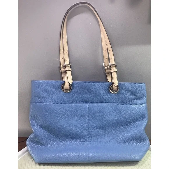 Michael Kors MK Designer Light Blue Leather Tote Hand Bag Purse Great Condition - Picture 4 of 16
